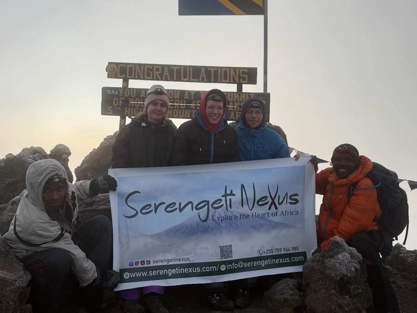 Happy hikers on Mt. Meru